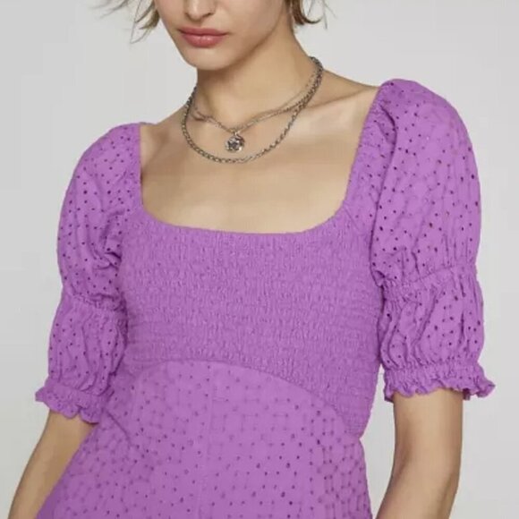 NWT UO Kimchi Blue Ivy Eyelet Purple Lace Romper - Picture 4 of 6